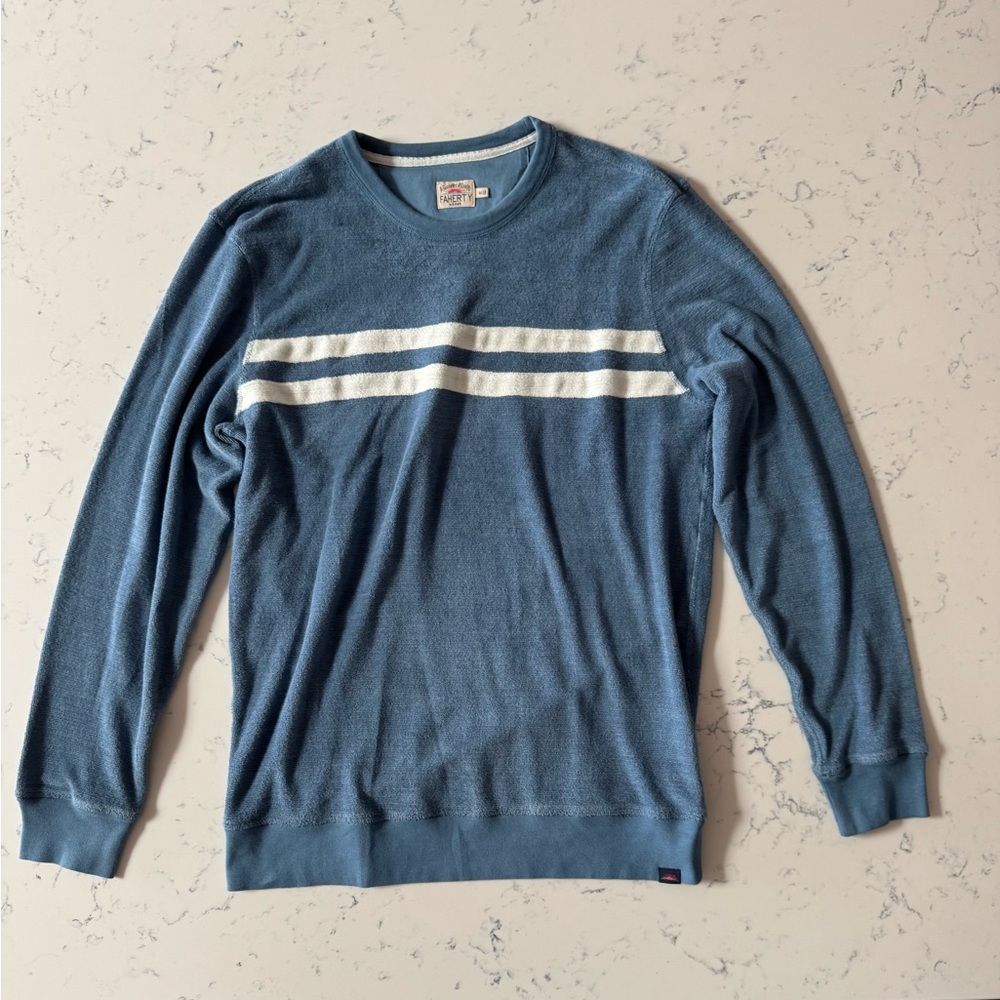 Faherty Knit Crewneck Sweater with White Stripes